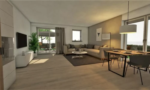Emmerich-Rendering Wohnzimmer mit Garten